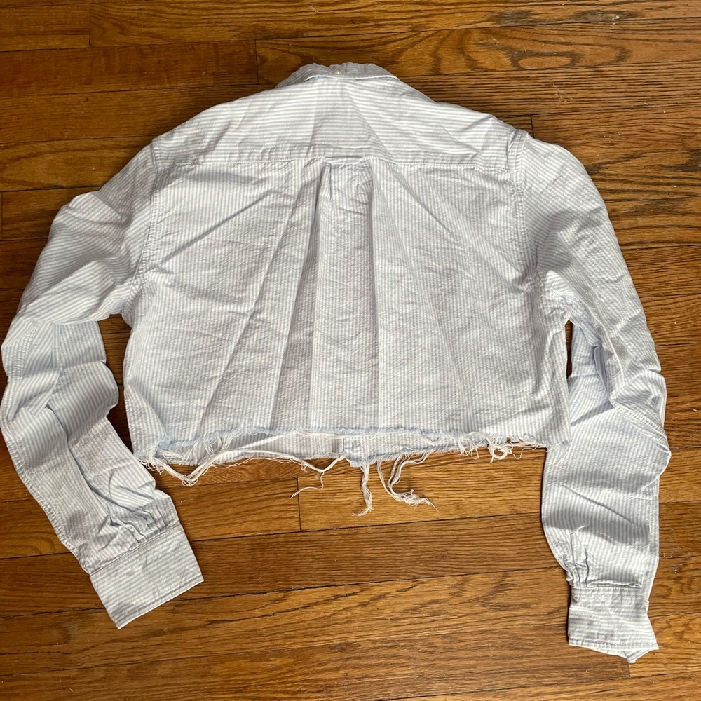 Brandy Melville Striped Cropped Button-Up Shirt - Picture 2 of 4